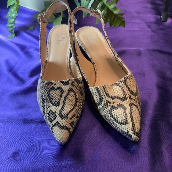 Franco Sarto Shoes - 📌Franco Sarto Pointed Toe Snake Print Slingback 1.25" Heel Sandal 10M
